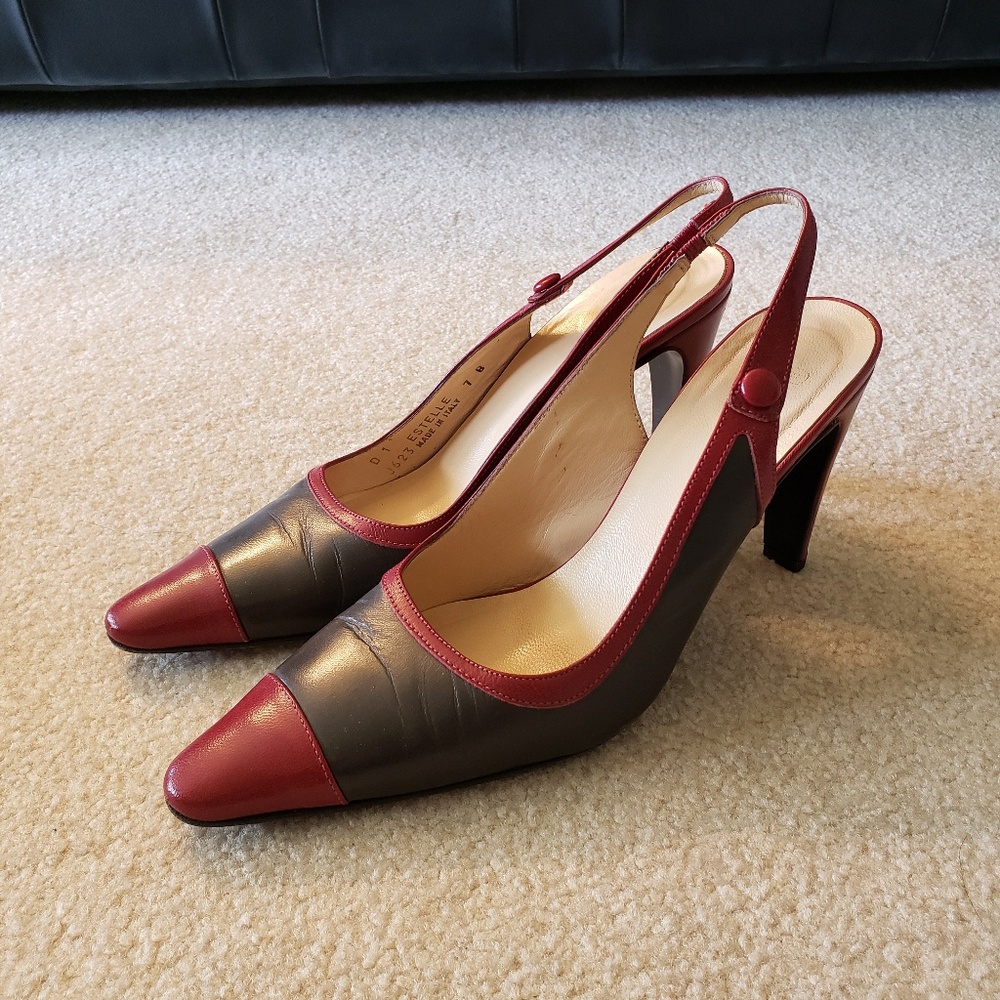 Coach Leather Cap-toe Colorblock Slingback Pumps